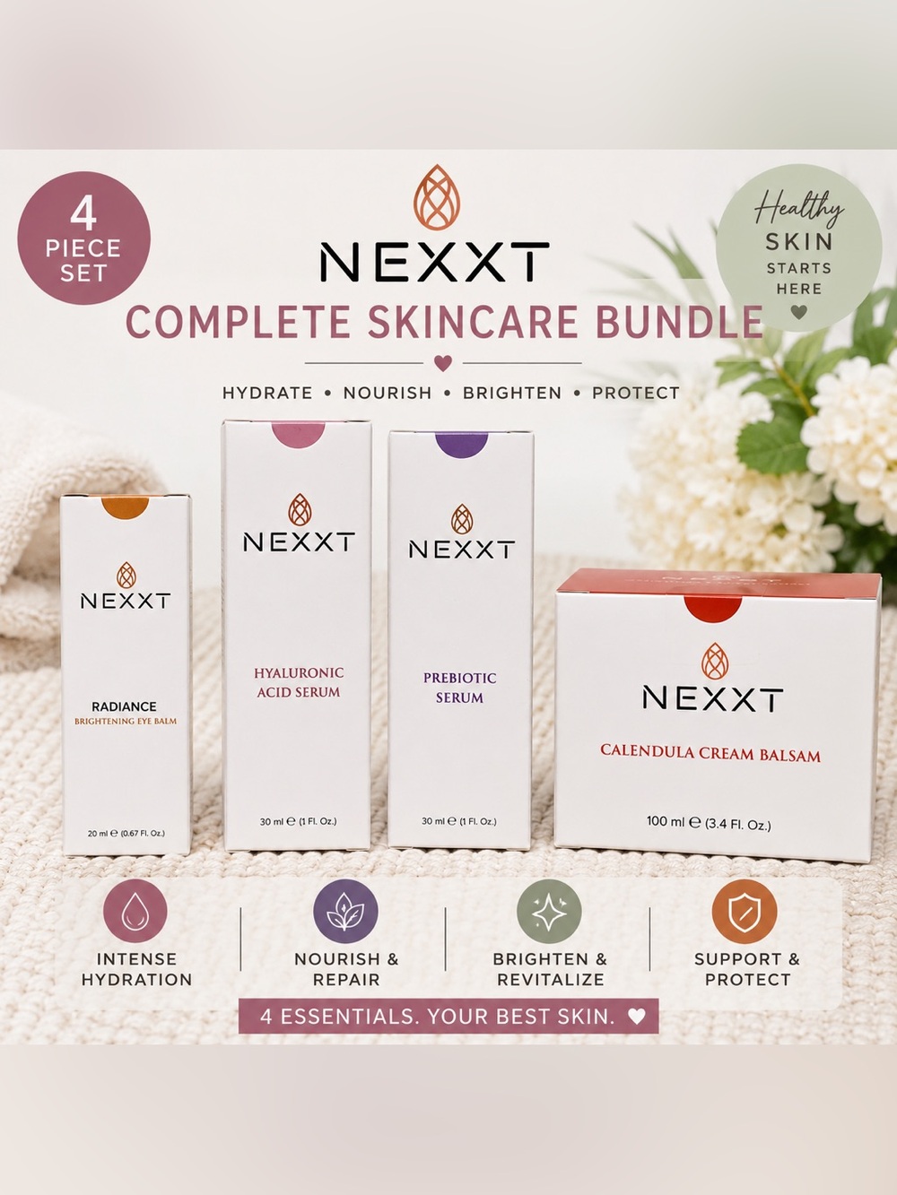 NEXXT Skincare Bundle | 4-Piece Face Care Set | New In Box